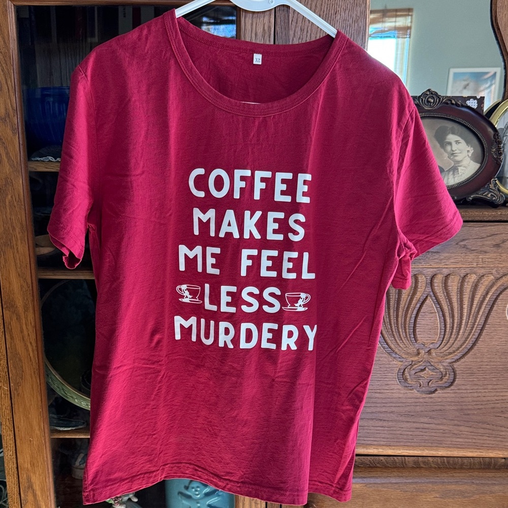 Ladies Coffee Tee in Red and White